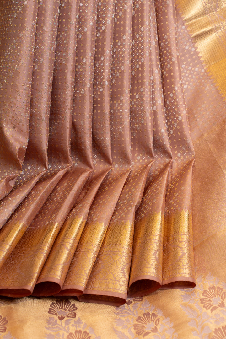 Dusty pink brocade pure Kanchipuram silk saree