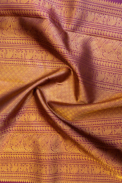 Elaichi green and purple pure zari Kanchipuram silk saree