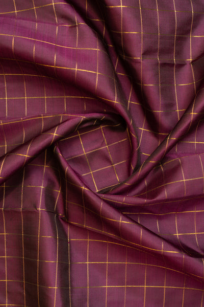 Eggplant violet and red pure zari Kanchipuram silk saree