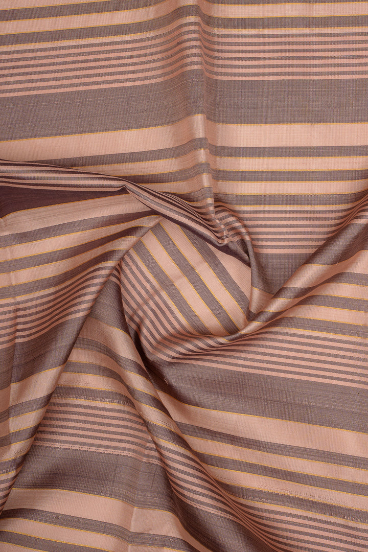 Mauve and Brown Handpainted Pure Kanchipuram Silk Saree