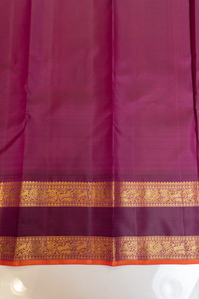 Elaichi green and purple pure zari Kanchipuram silk saree