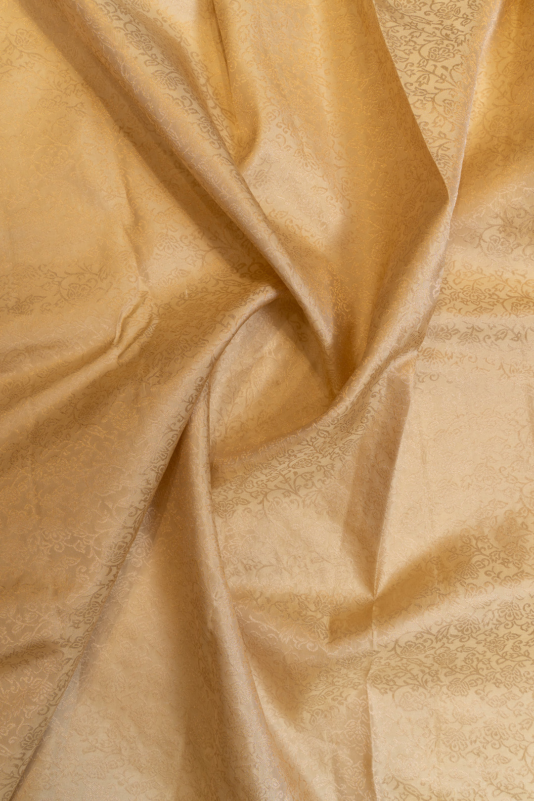Cream and gold zari brocade pure Kanchipuram silk saree