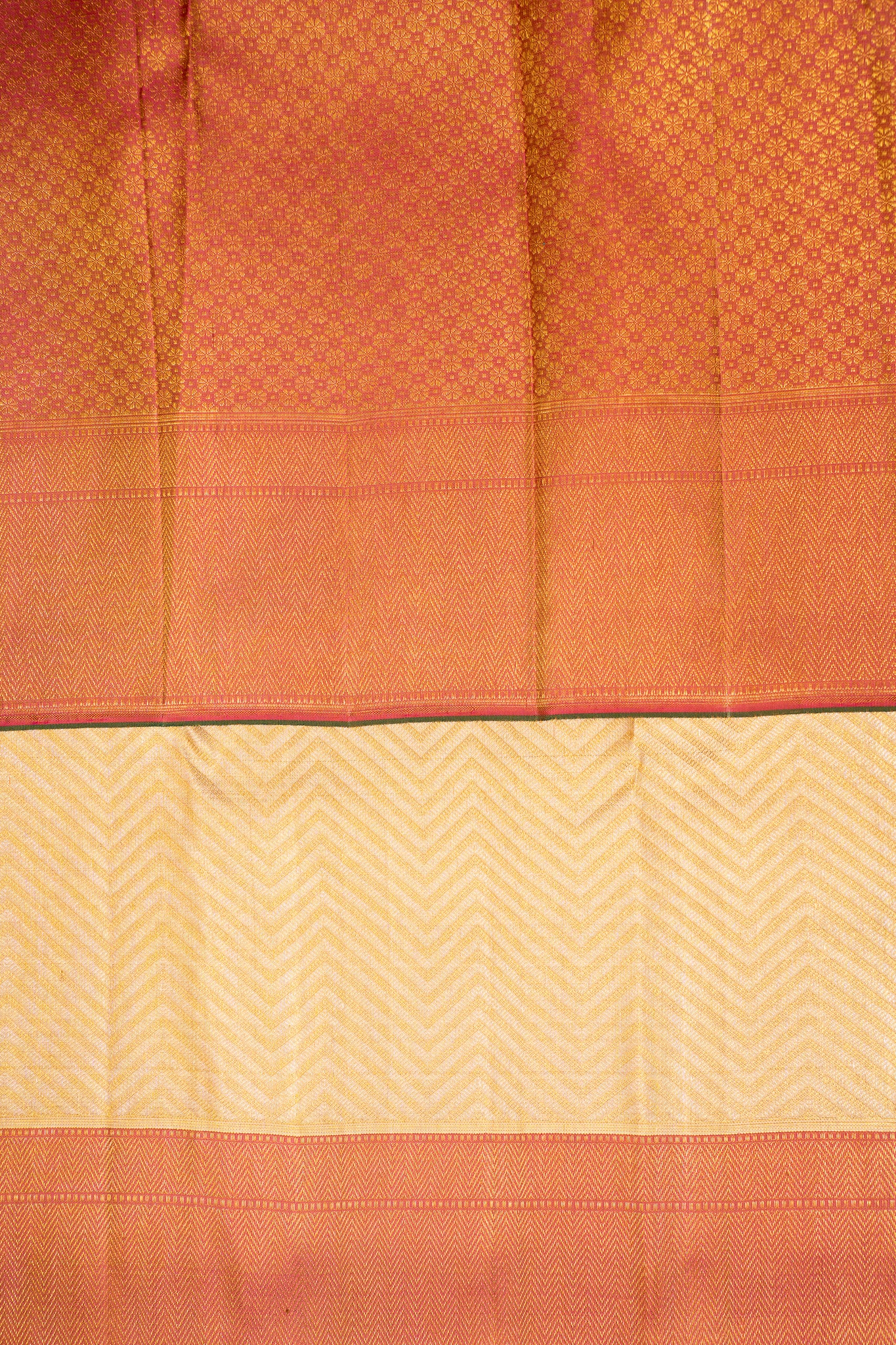 Champagne Gold Pure Zari Brocade Kanchipuram Silk Saree - Clio Silks