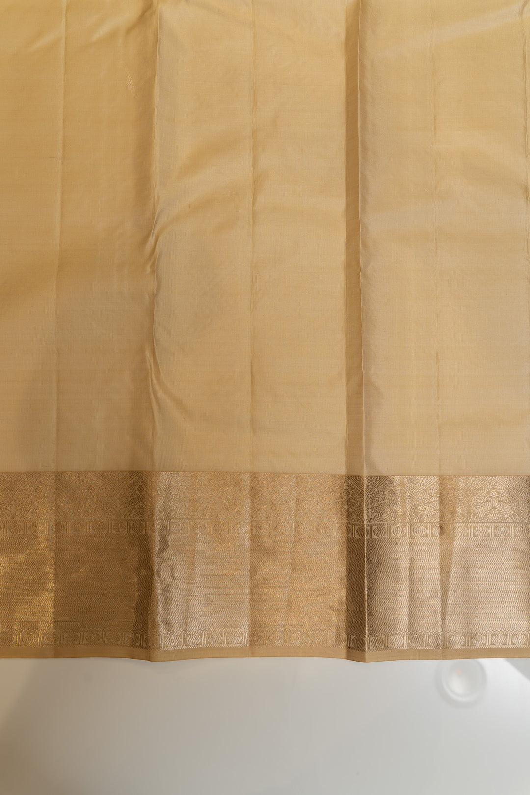 Cream and gold zari brocade pure Kanchipuram silk saree