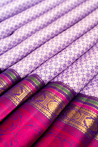 Purple thread brocade pure Kanchipuram silk saree