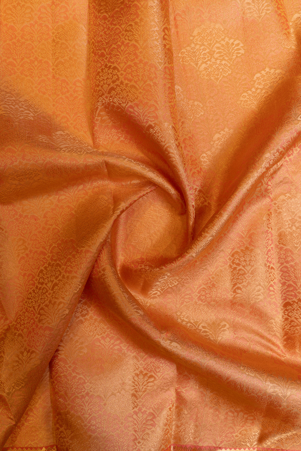 Orange floral brocade pure Kanchipuram silk saree