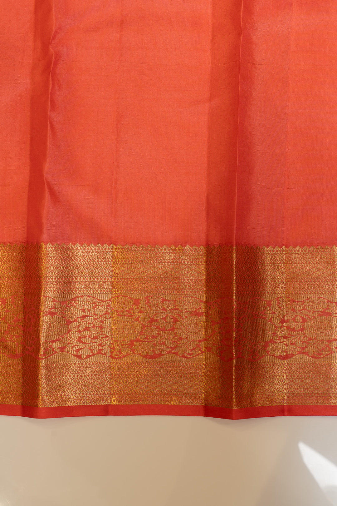 Orange floral brocade pure Kanchipuram silk saree
