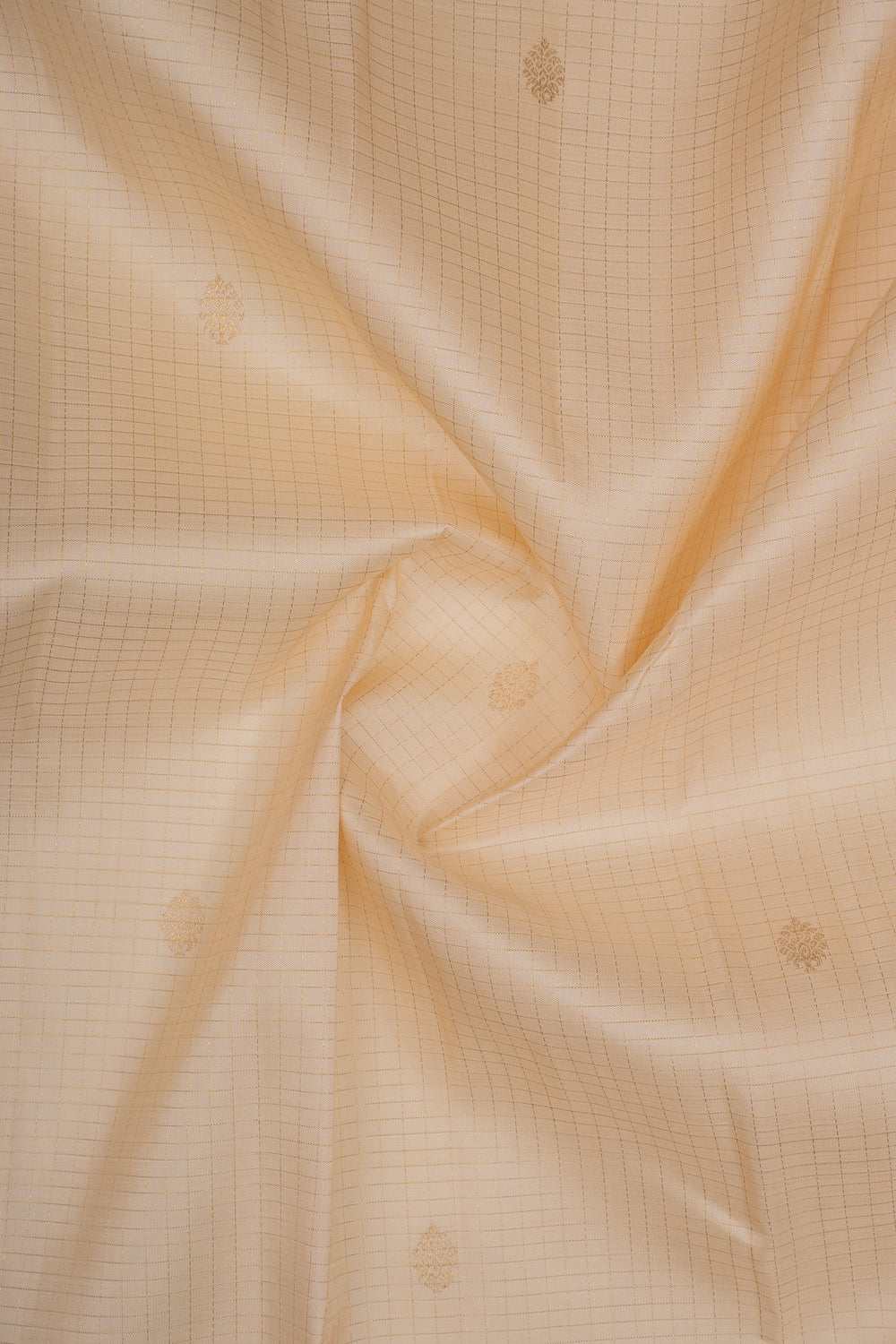 Cream Zari Checks Pure Kanchipuram Silk Saree