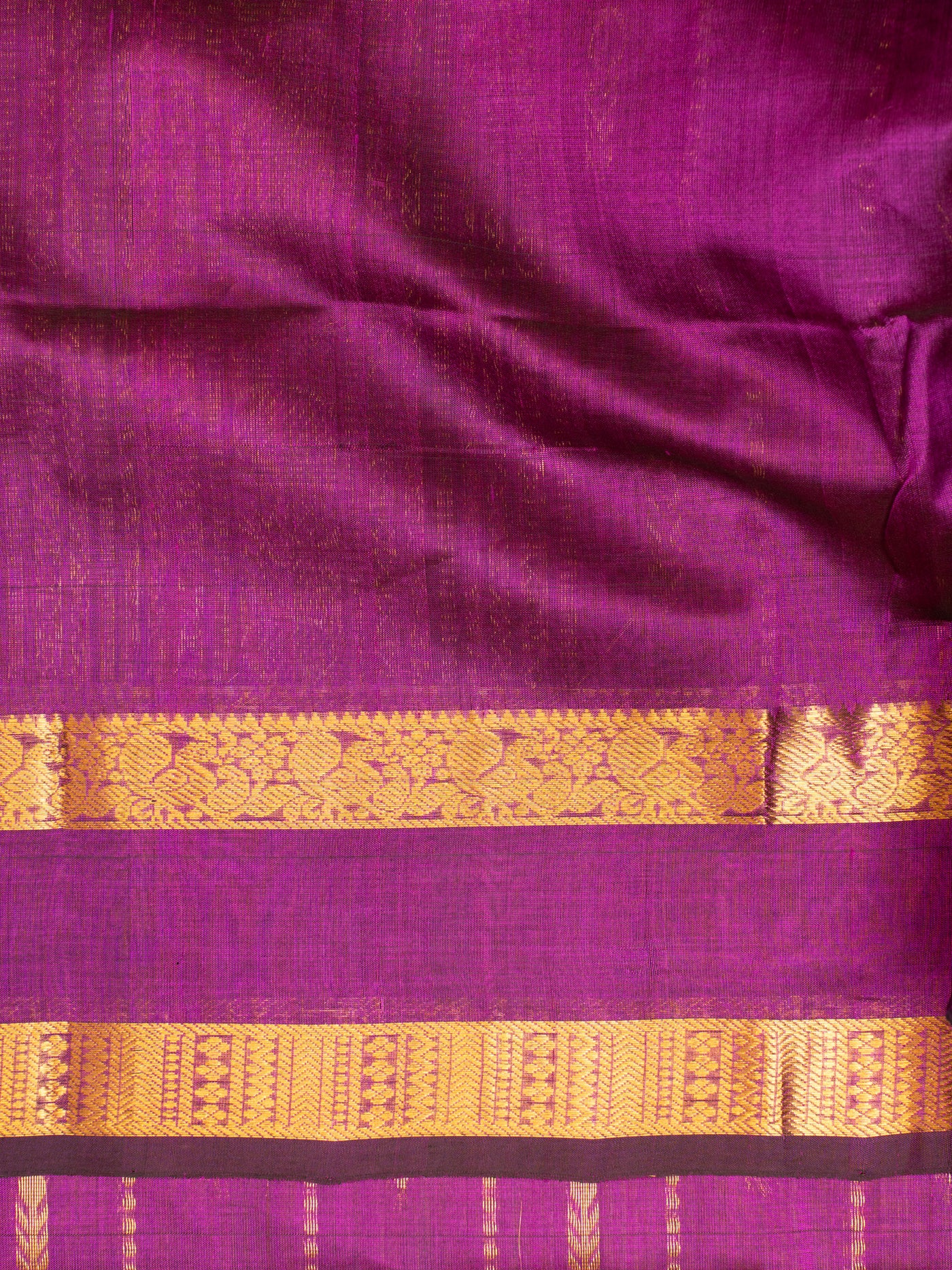 Purple rettai pettu pure silk cotton saree