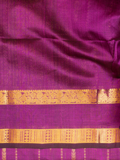 Purple rettai pettu pure silk cotton saree