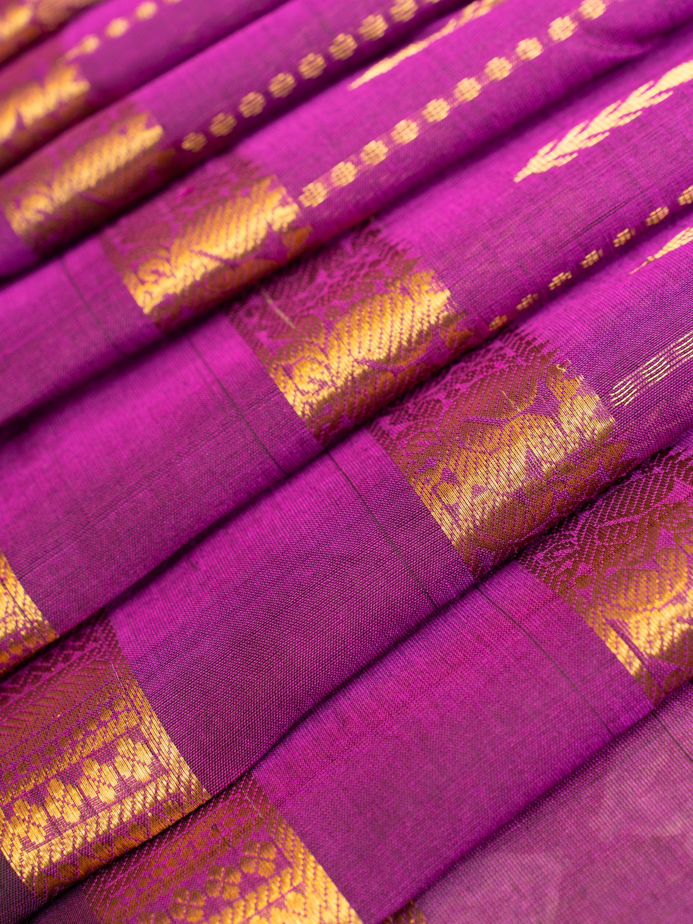 Purple rettai pettu pure silk cotton saree