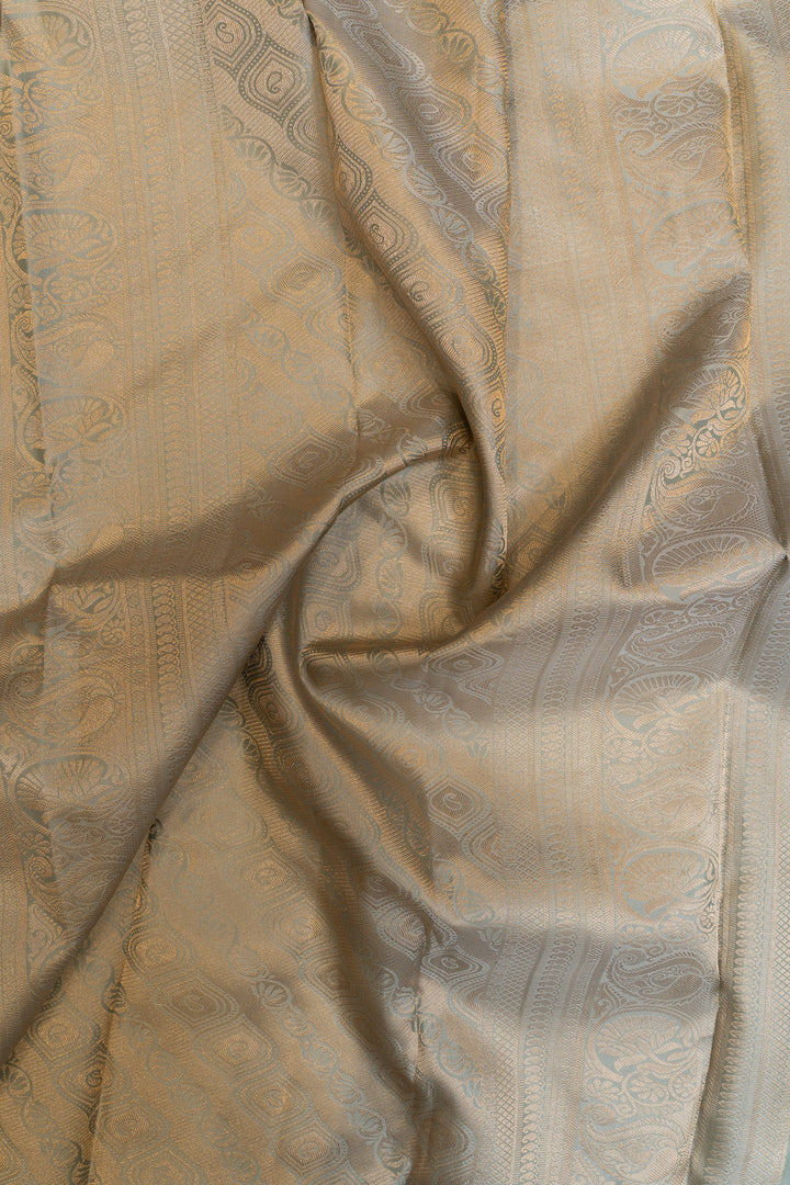 Grey thilakam brocade pure Kanchipuram silk saree