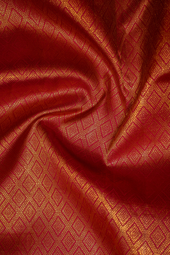 Pearl White Pure Zari Checks Kanchipuram Silk Saree - Clio Silks