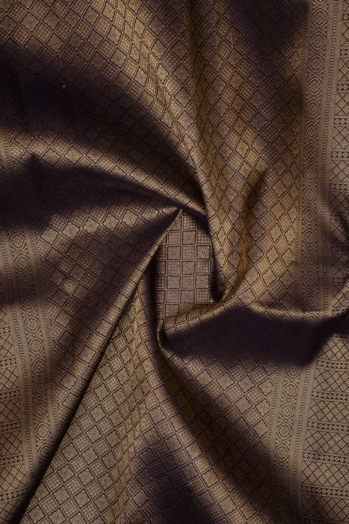 Greyish Purple Rettai Pettu Pure Kanchipuram Silk Saree