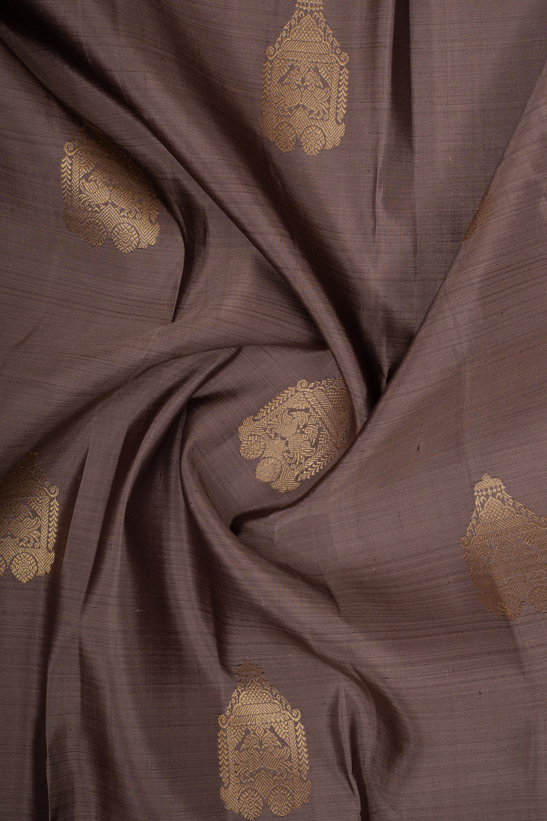 Greyish Purple Rettai Pettu Pure Kanchipuram Silk Saree