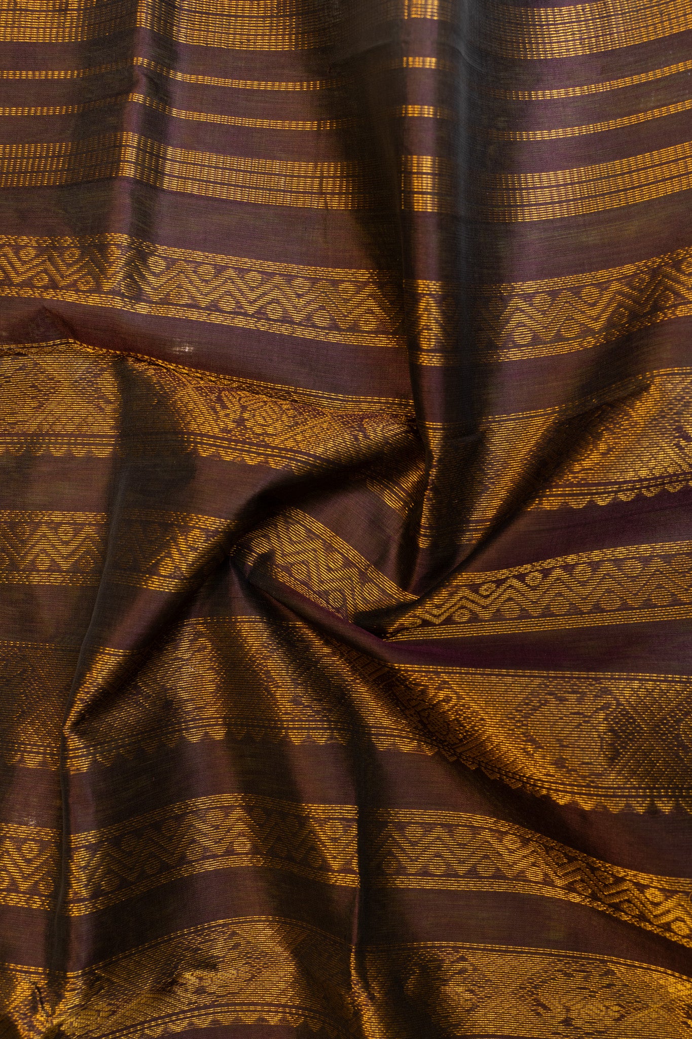 Sampanga green and brown pure silk cotton saree