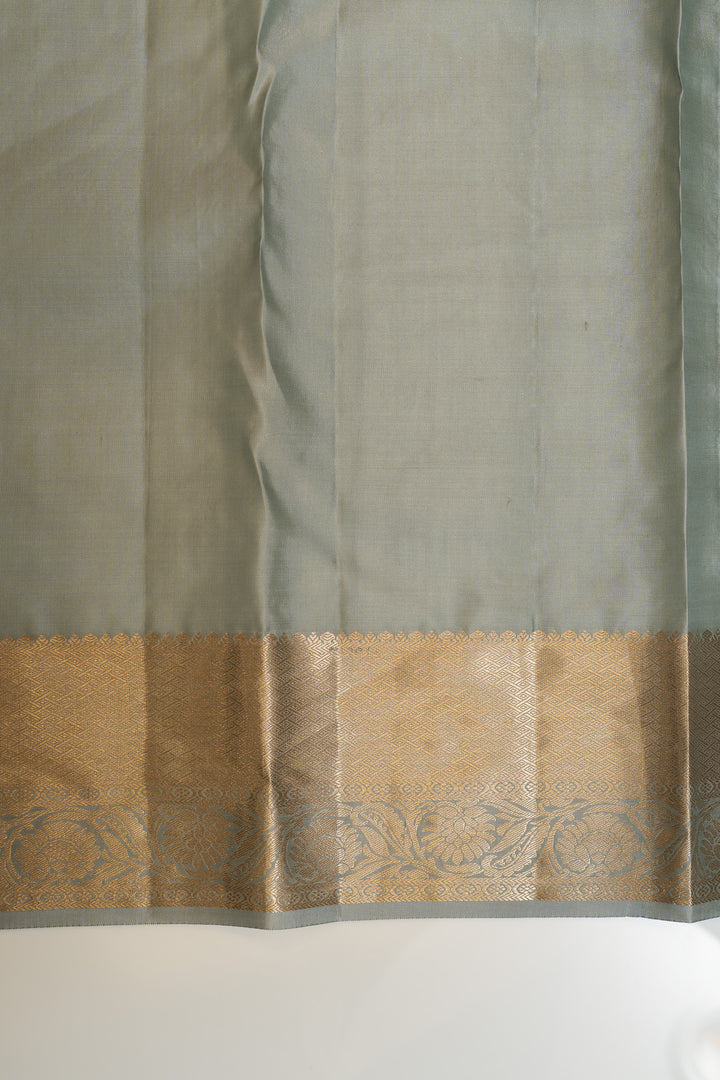 Grey thilakam brocade pure Kanchipuram silk saree