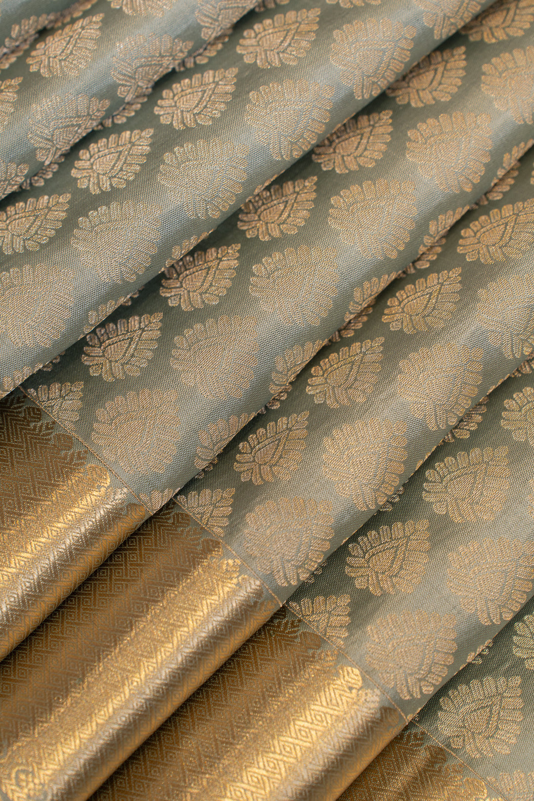 Grey thilakam brocade pure Kanchipuram silk saree