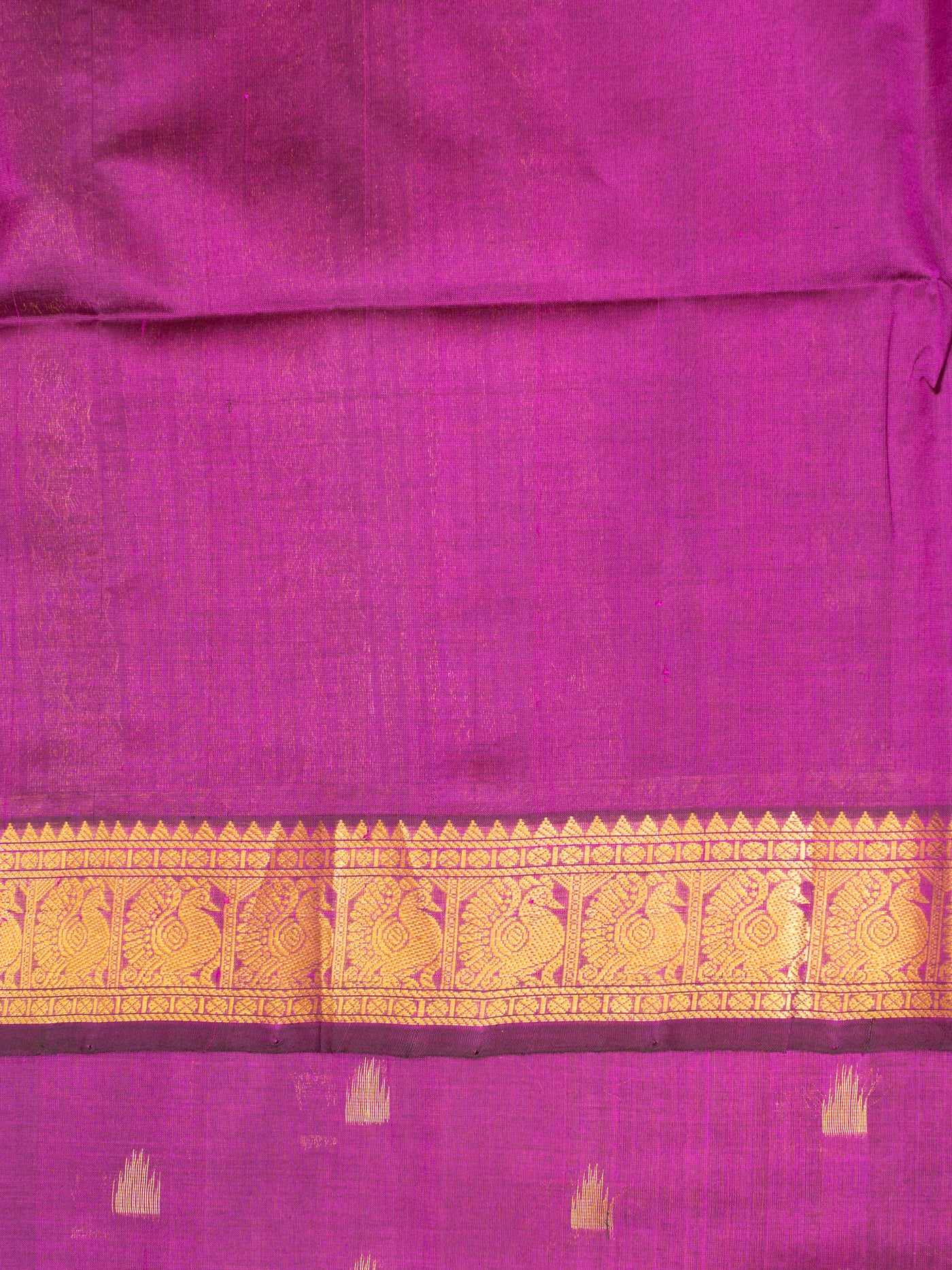 Magenta purple temple pure silk cotton saree