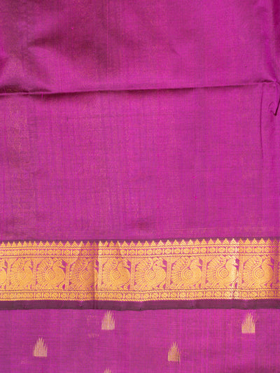 Magenta purple temple pure silk cotton saree