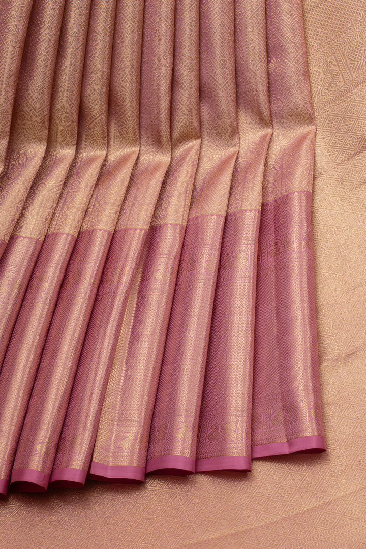 Baby Pink Tissue Brocade Pure Kanchipuram Silk Saree
