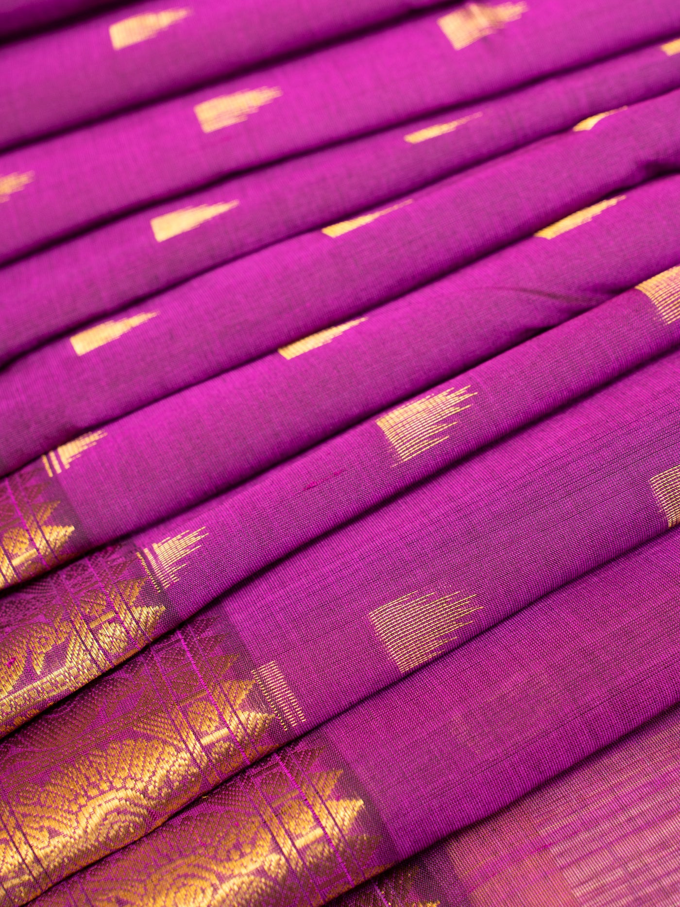 Magenta purple temple pure silk cotton saree