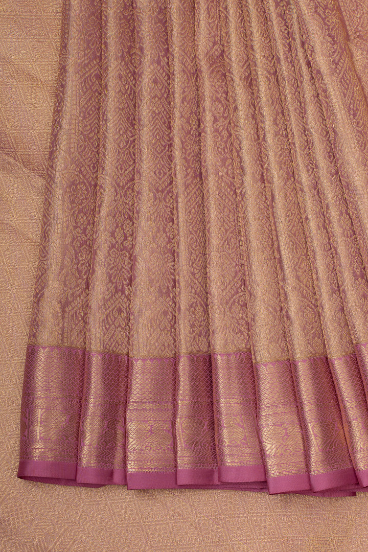 Baby Pink Tissue Brocade Pure Kanchipuram Silk Saree