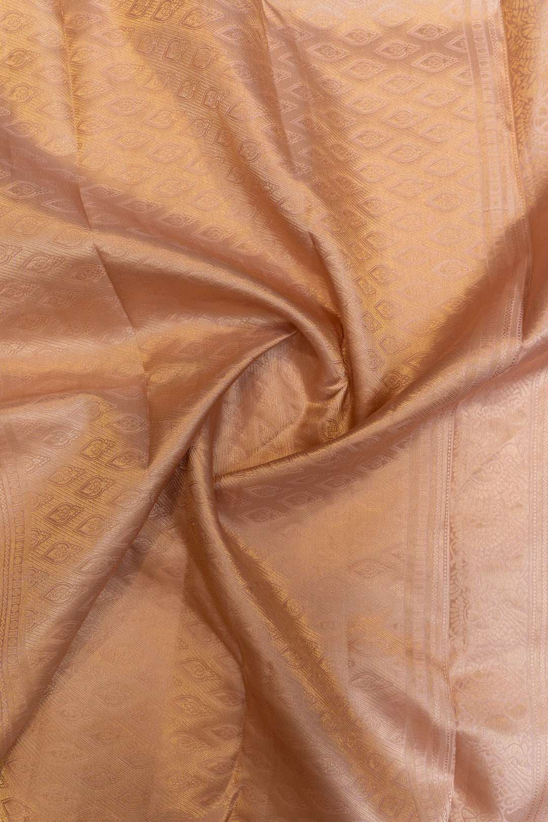Pastel pink paisley pure brocade Kanchipuram silk saree