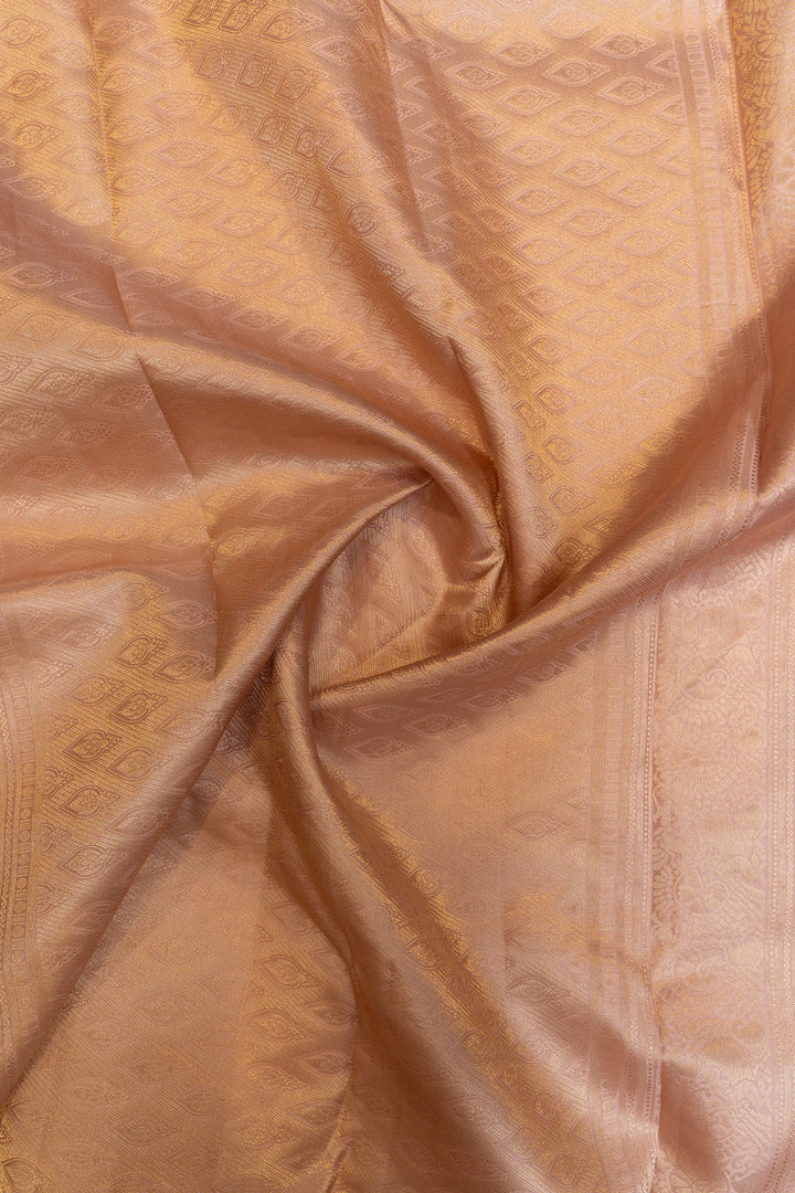 Pastel pink paisley pure brocade Kanchipuram silk saree