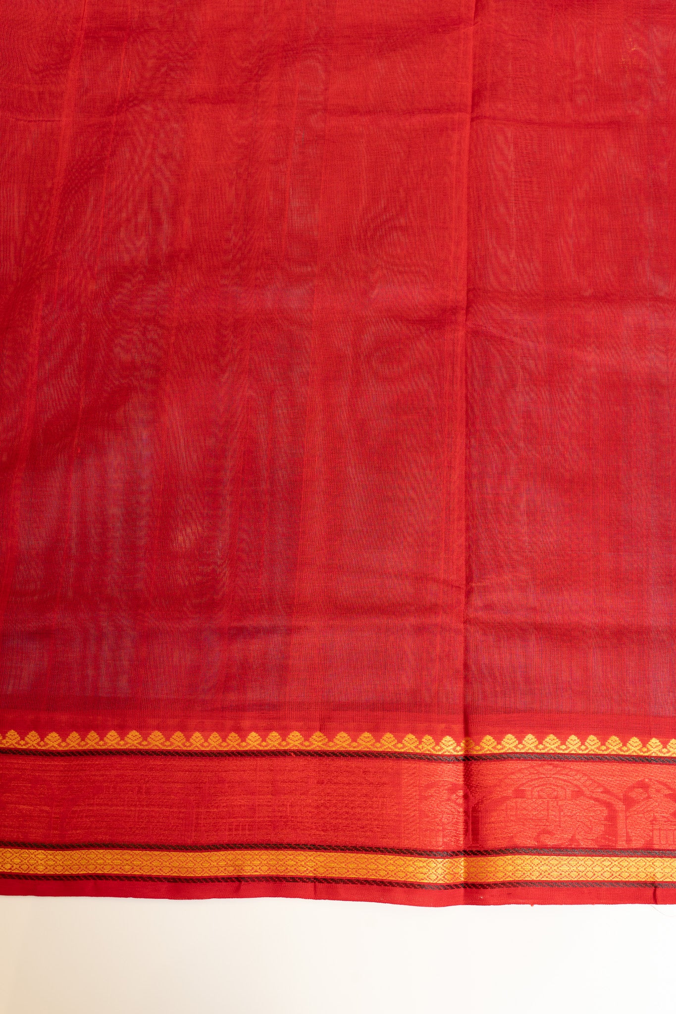 Peacock blue and red pure silk cotton saree