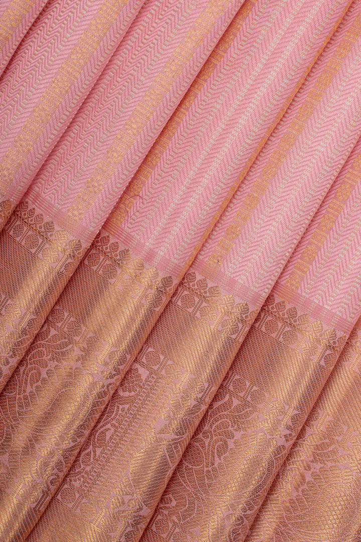 Pink Stripes Pure Kanchipuram Silk Saree
