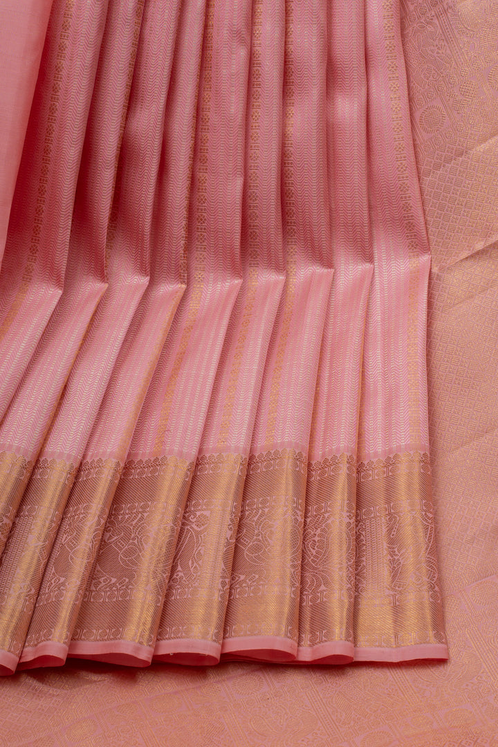 Pink Stripes Pure Kanchipuram Silk Saree