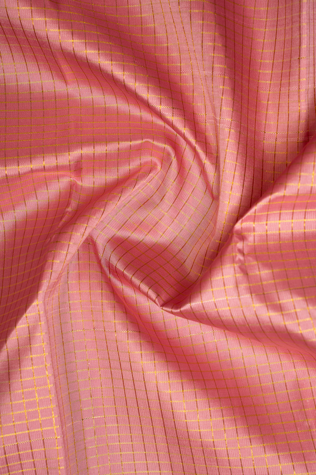 Lotus Pink Pure Zari Checks kanchipuram Silk Saree - Clio Silks