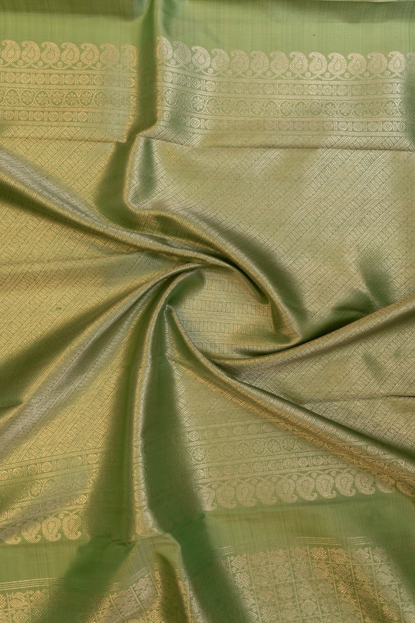 Pastel green brocade pure Kanchipuram silk saree