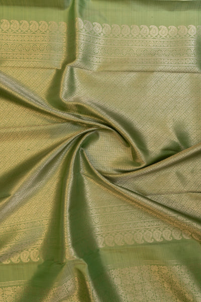 Pastel green brocade pure Kanchipuram silk saree