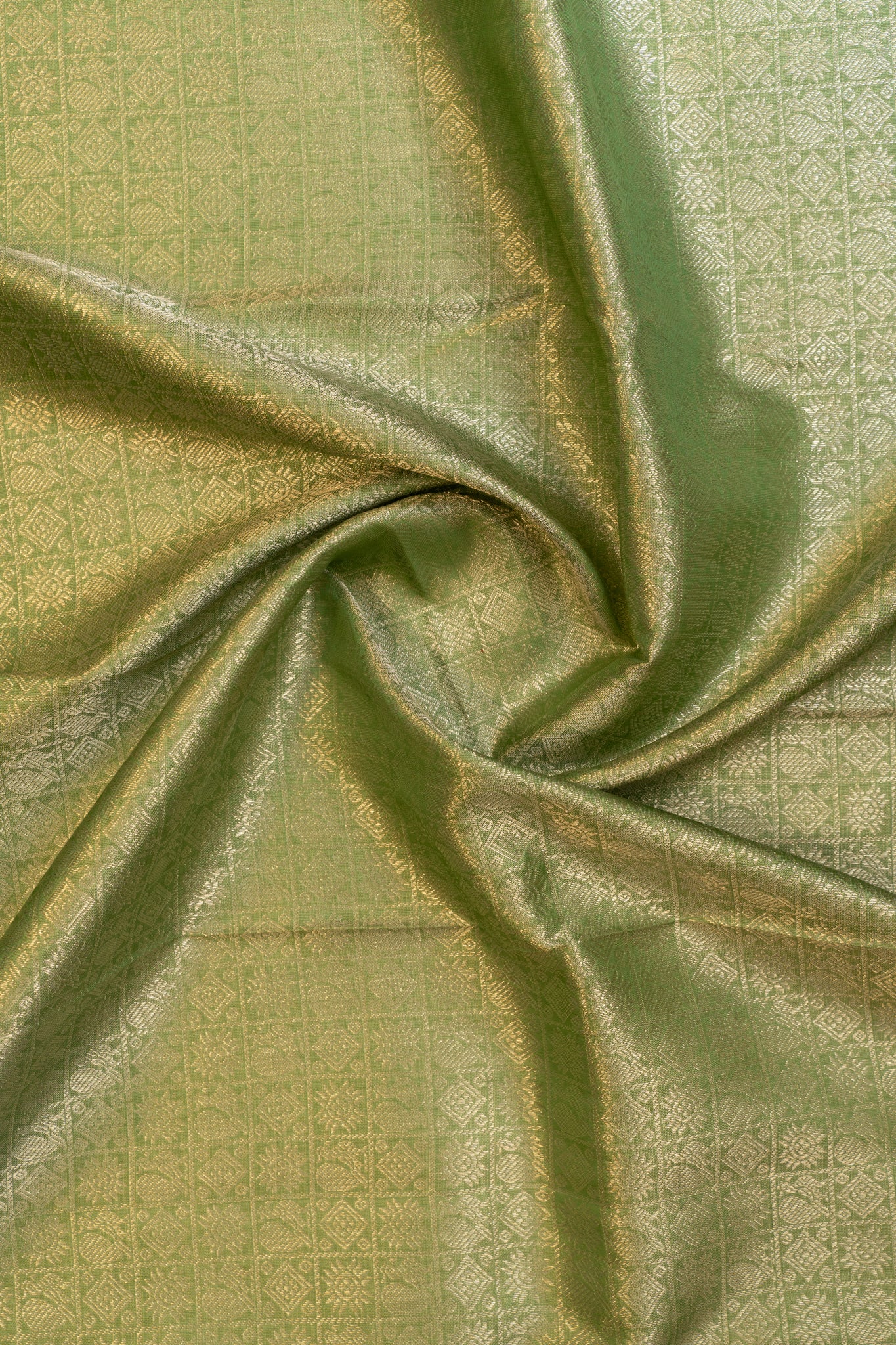 Pastel green brocade pure Kanchipuram silk saree