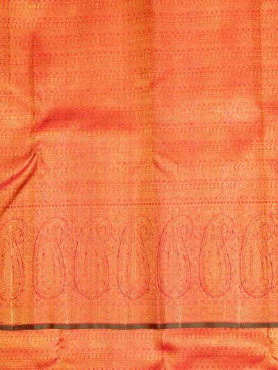 Red Paisley Brocade Pure Kanchipuram Silk Saree