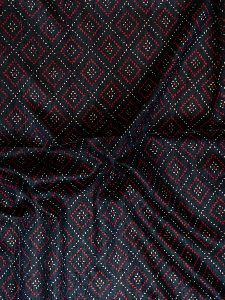 Blue and Red Pure Tussar Silk Saree - Clio Silks