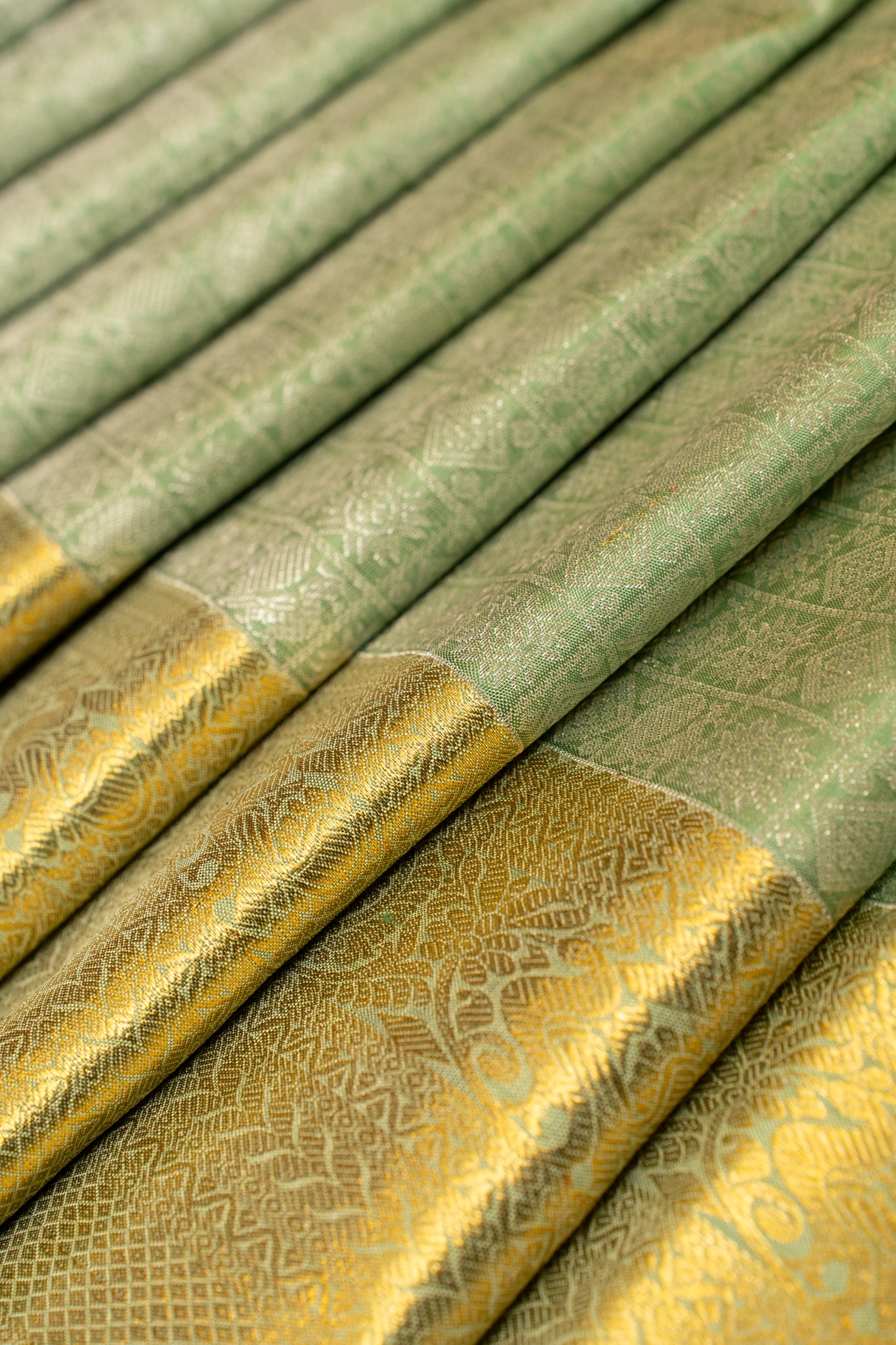 Pastel green brocade pure Kanchipuram silk saree