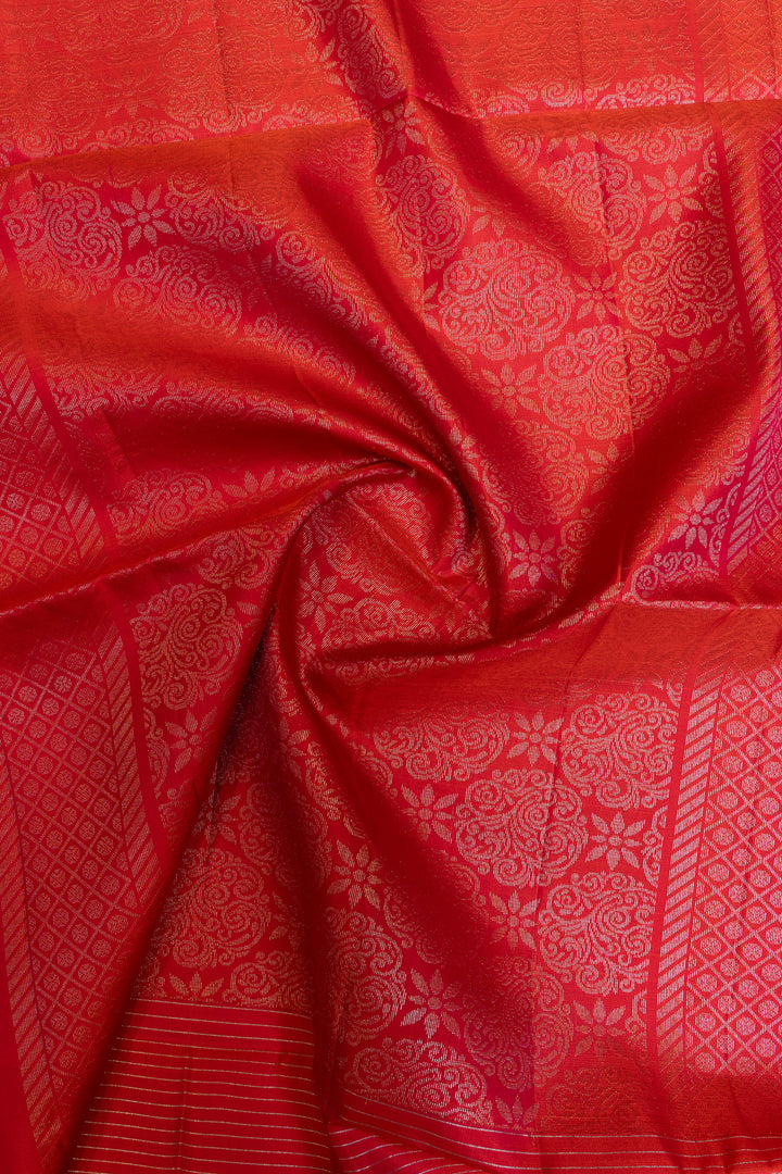 Rani pink vairaoosi checks border pure soft silk saree