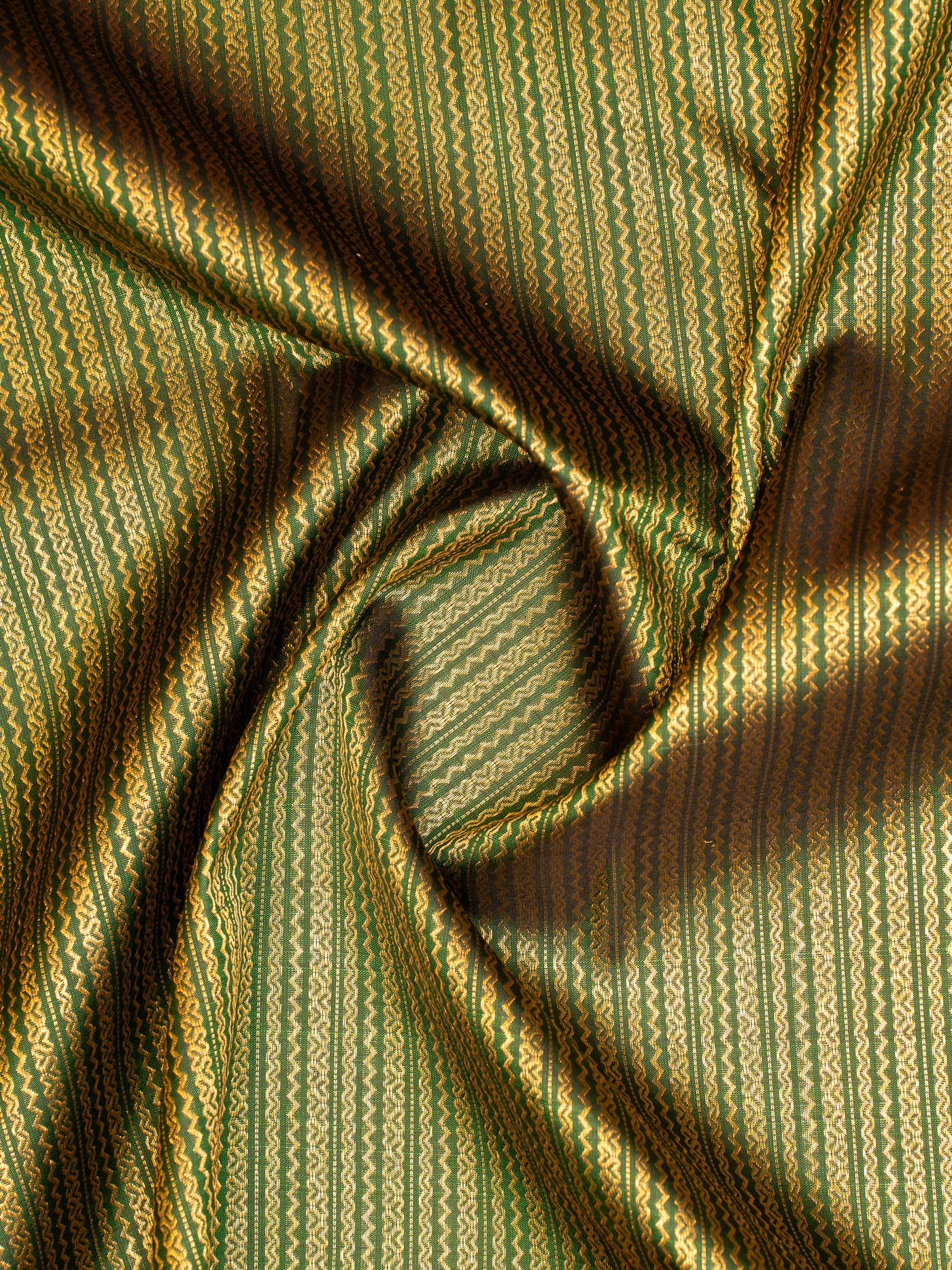 Bottle Green Zari Stripes Pure Kanchipuram Silk Saree