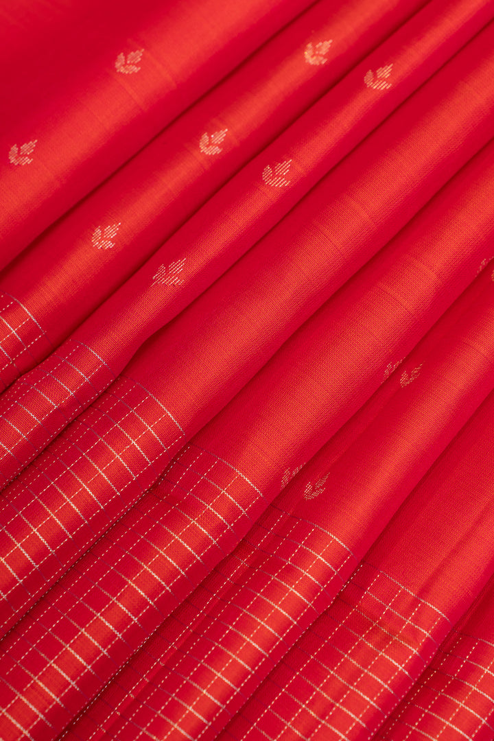 Rani pink vairaoosi checks border pure soft silk saree