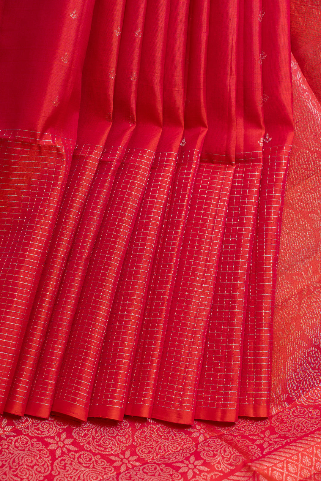 Rani pink vairaoosi checks border pure soft silk saree