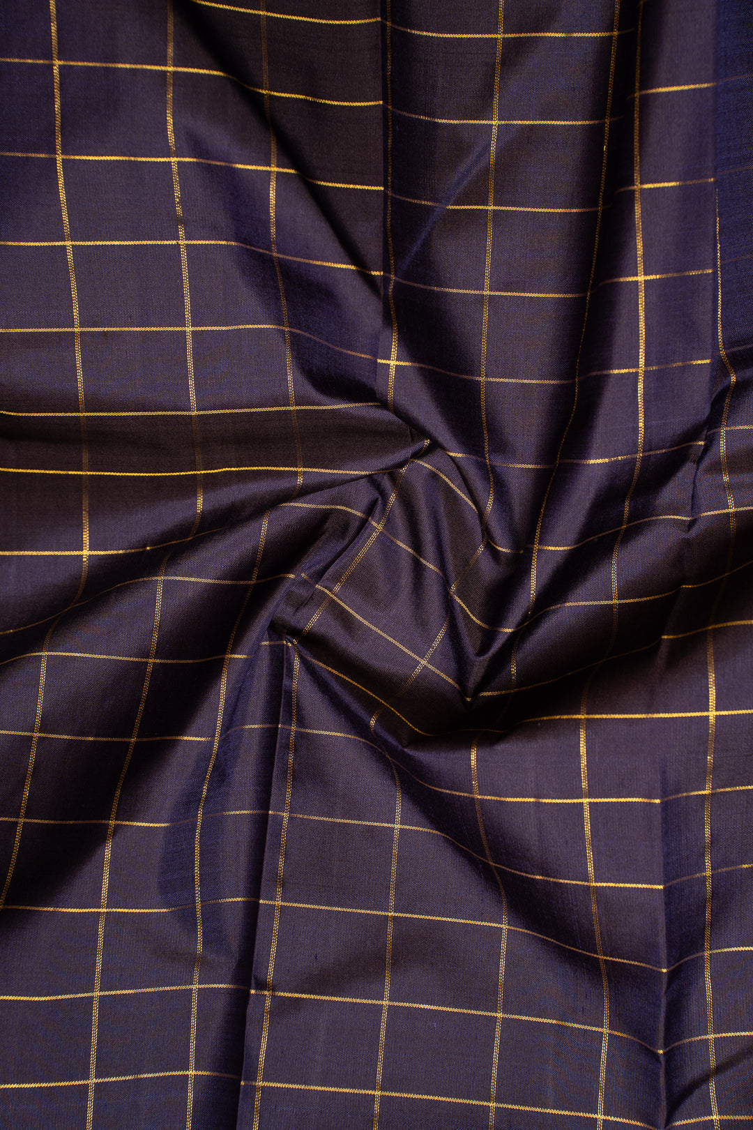 Navy Blue and Checks Traditional Pure Kanchipuram Silk Saree - Clio Silks
