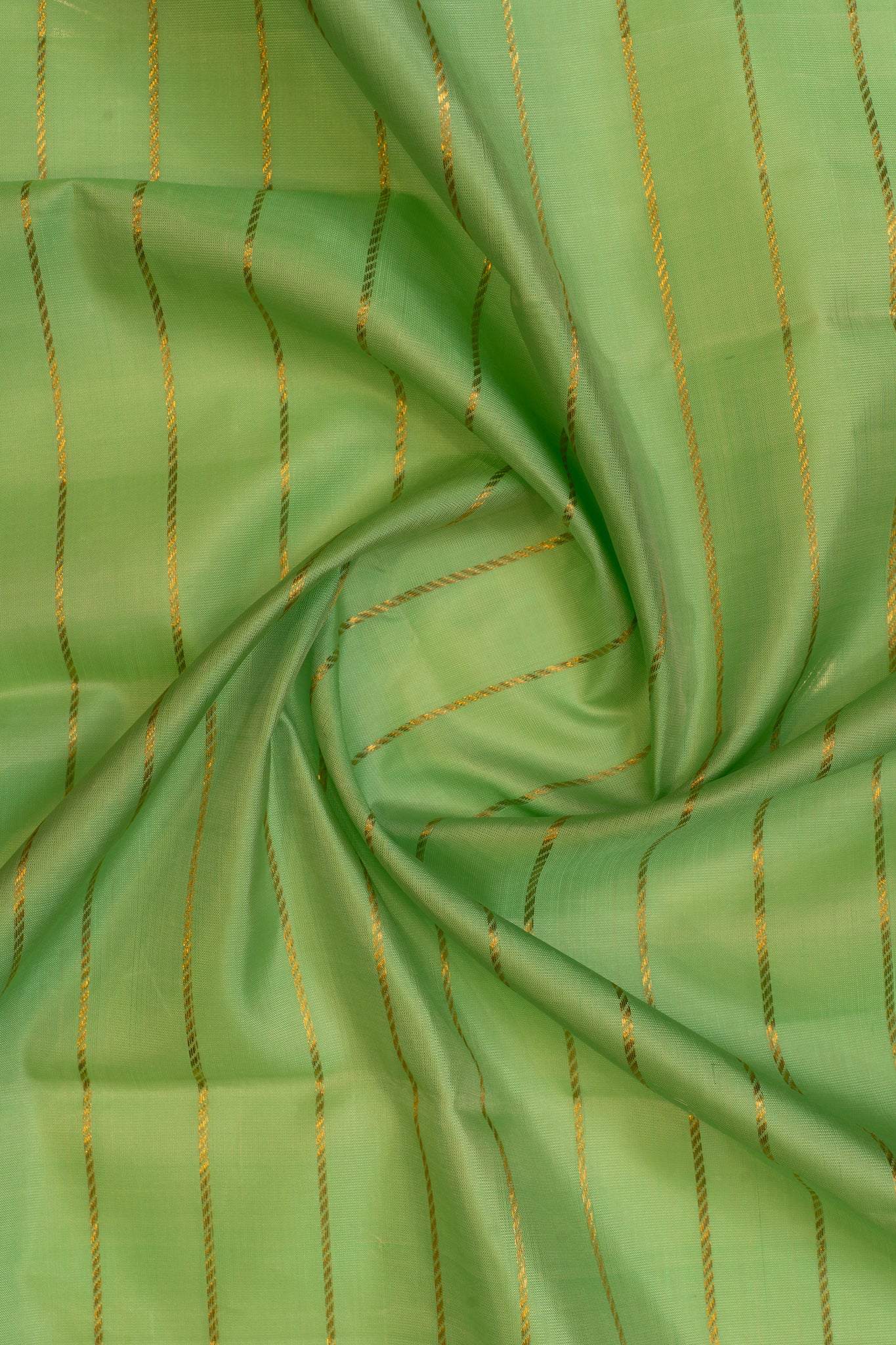 Mint green and black veldhari stripes pure zari Kanchipuram silk saree