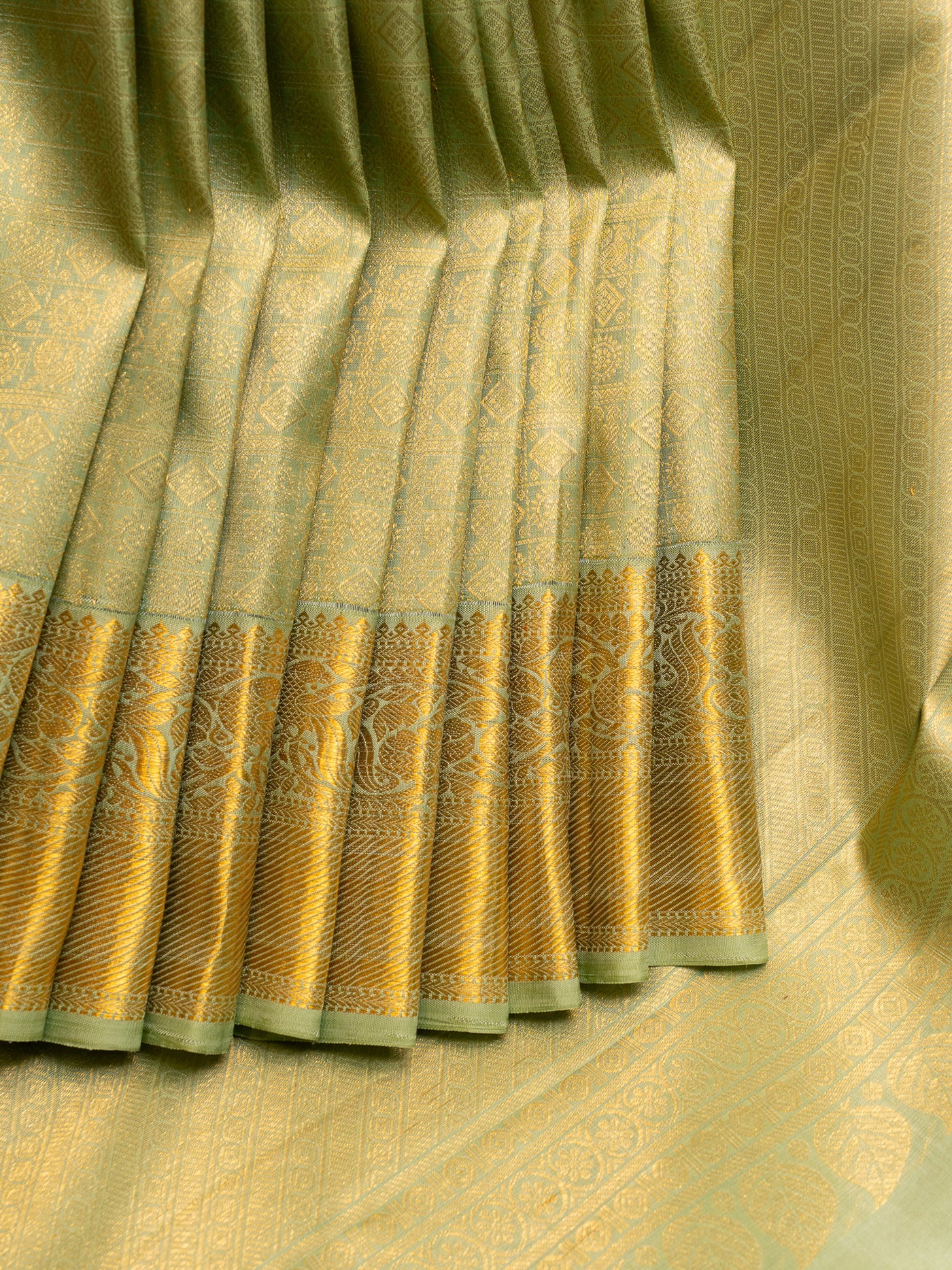 Mint Green Brocade Pure Kanchipuram Silk Saree