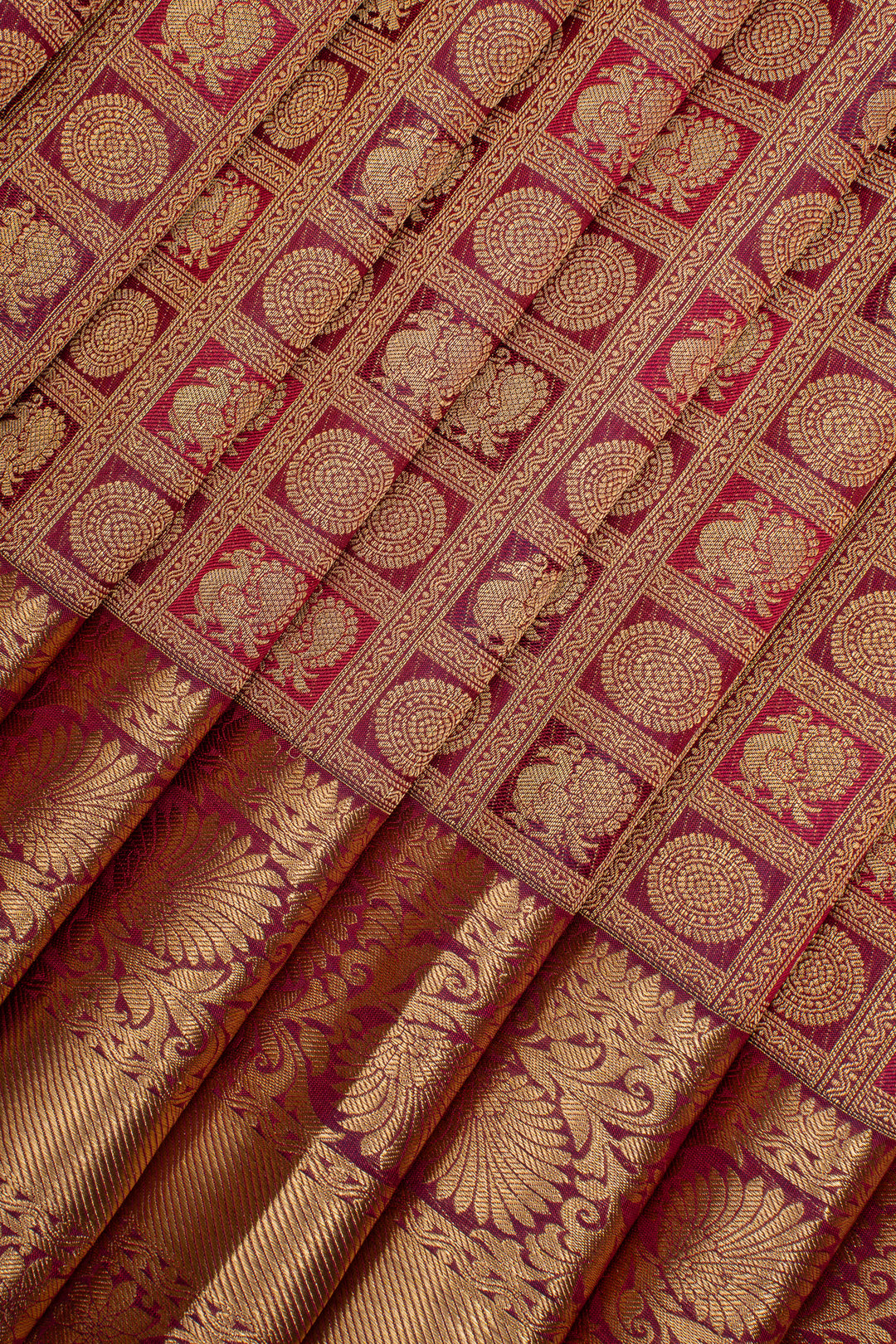 Maroon Brocade Traditional Pure Kanchipuram Silk Saree