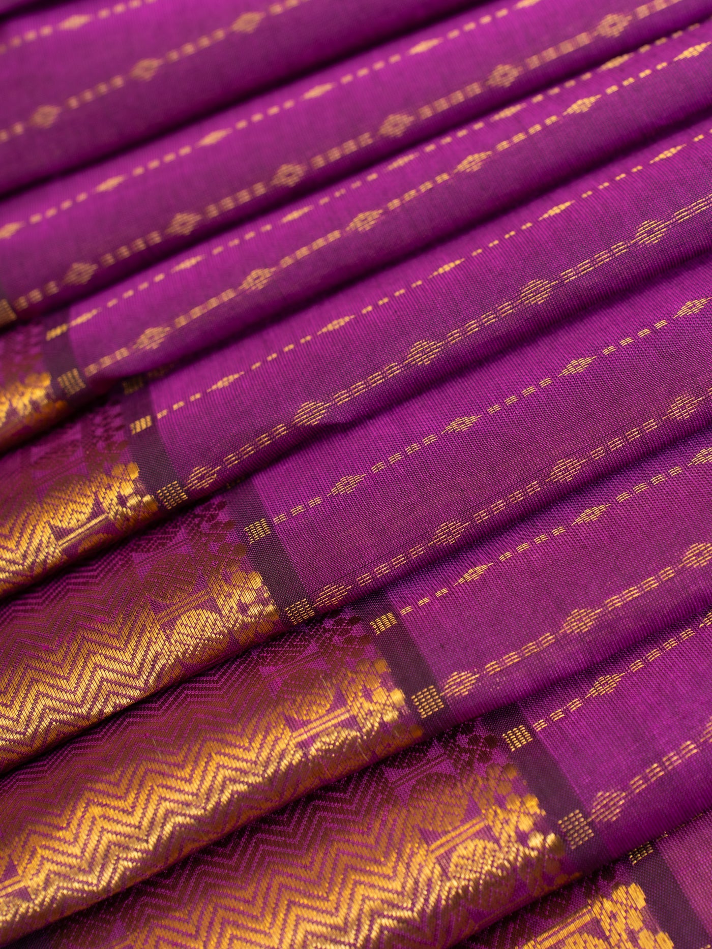 Purple zari stripes pure silk cotton saree