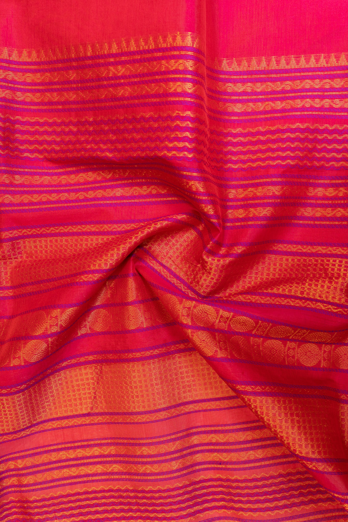 Off white and lotus pink pure silk cotton saree