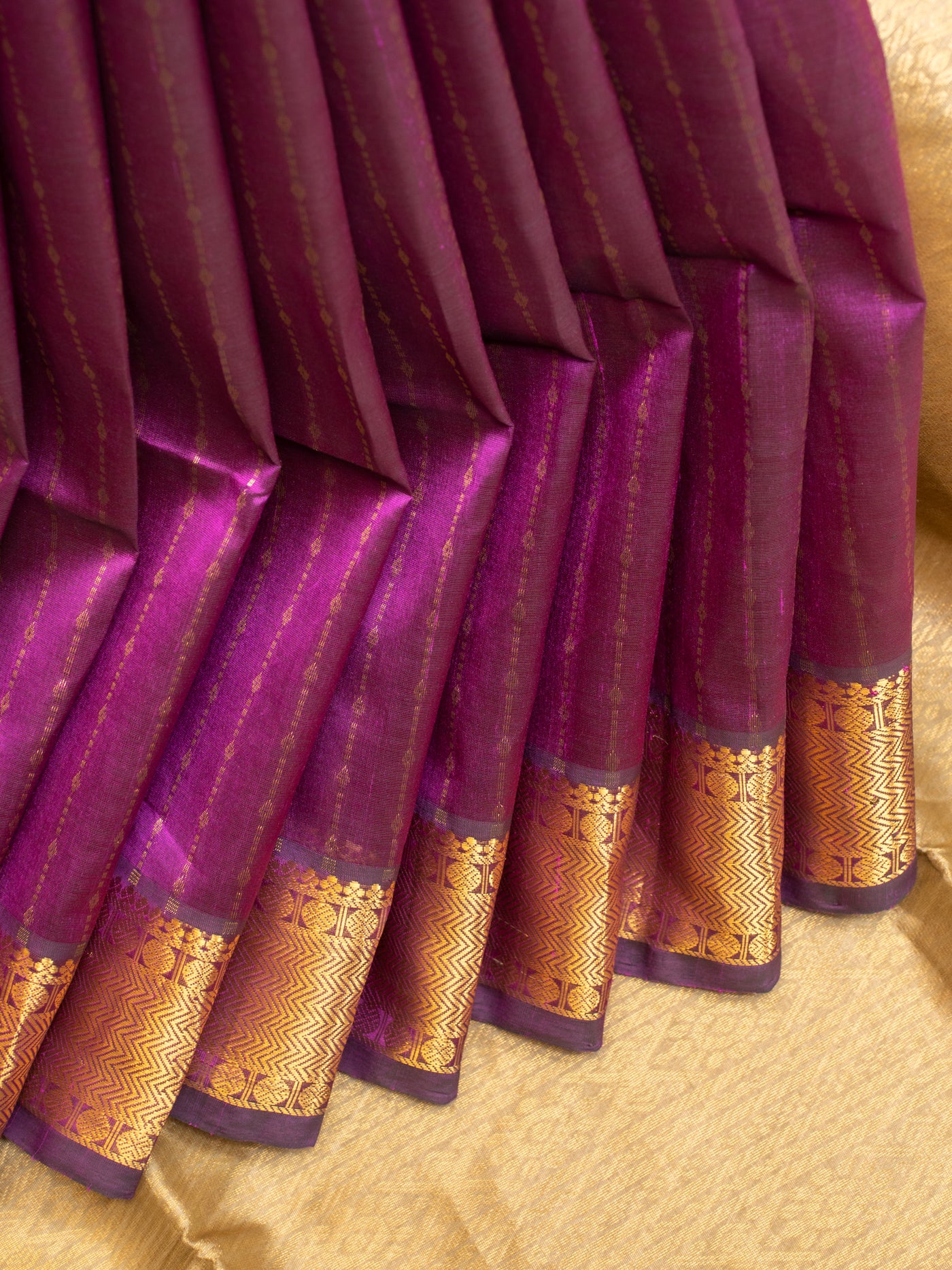 Purple zari stripes pure silk cotton saree